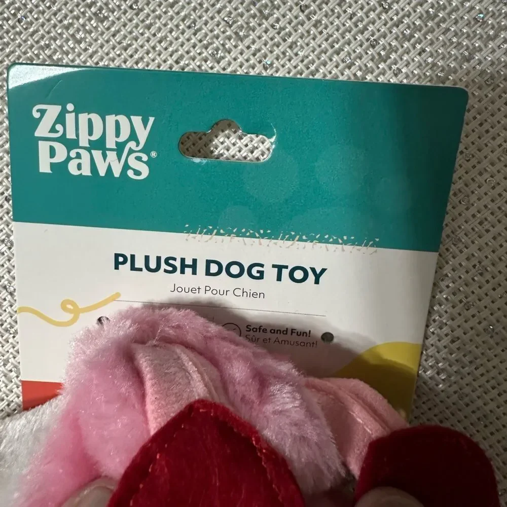 Zippy Paws Valentine’s Day Pink White Red Gray Plush Caterpillar Squeaky Dog Toy